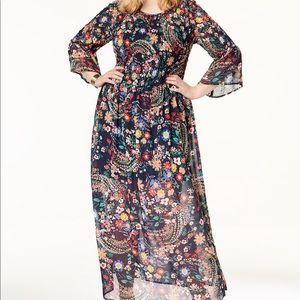 ECI Maxi Dress with paisley and flower print